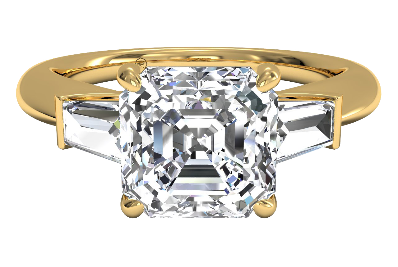 18kt Yellow Gold/asscher/top