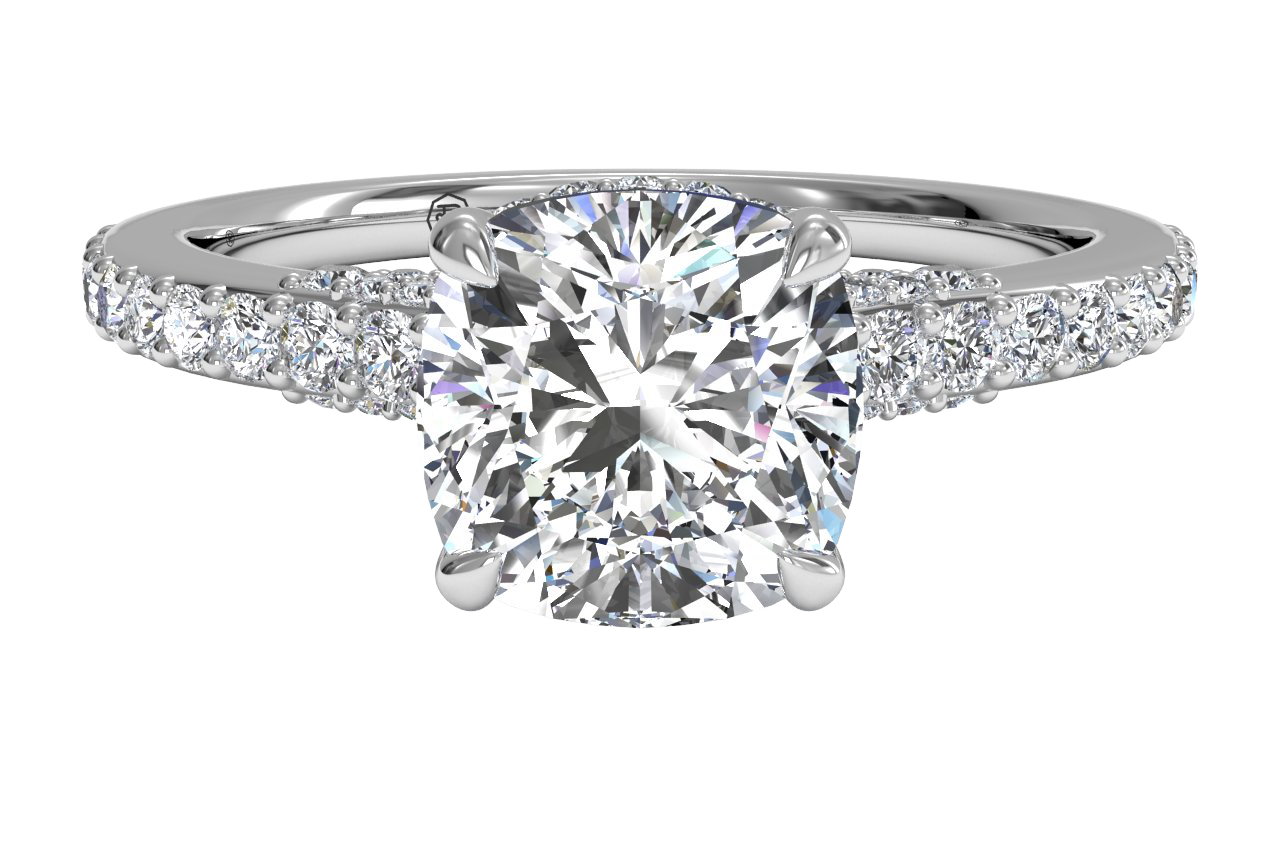14kt White Gold/cushion/top