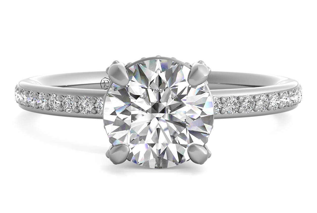 14kt White Gold/round/top