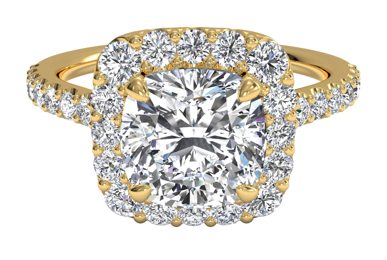 18kt Yellow Gold/cushion/top