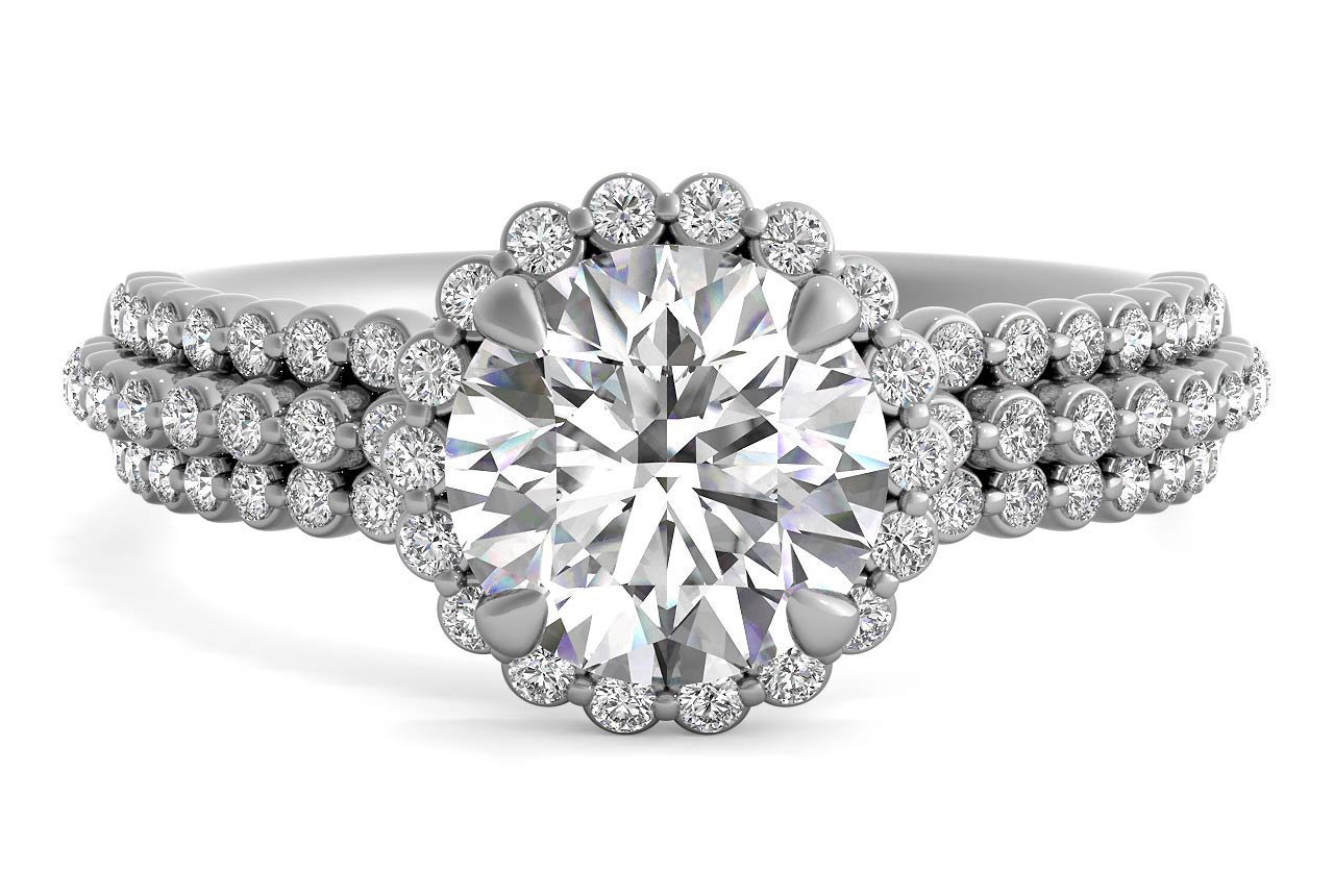 14kt White Gold/round/top