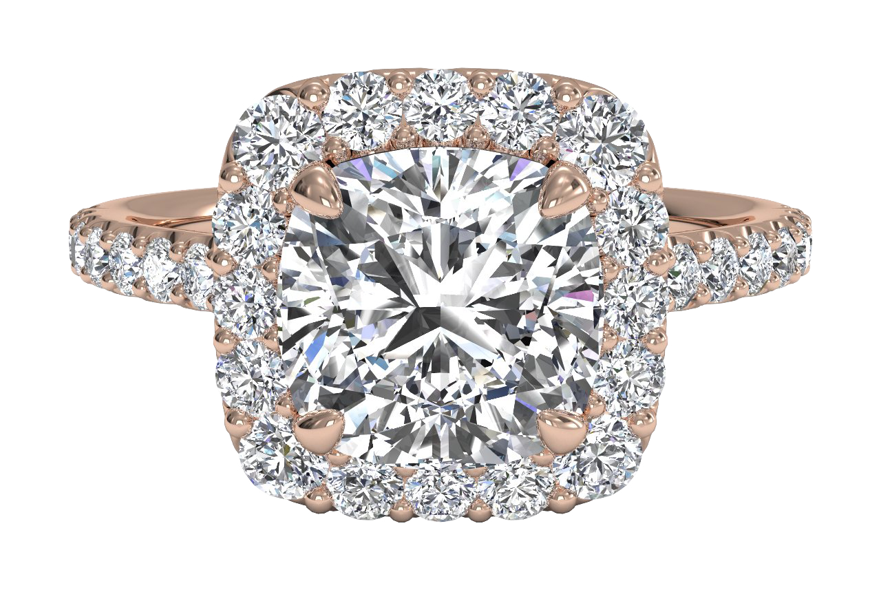 18kt Rose Gold/cushion/top