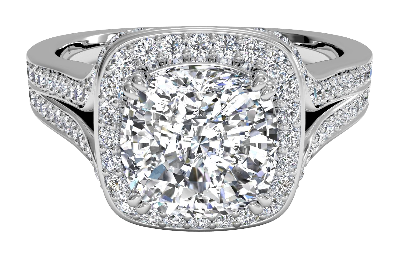 14kt White Gold/cushion/top