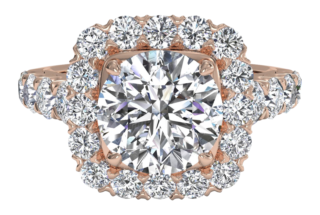 18kt Rose Gold/round/top