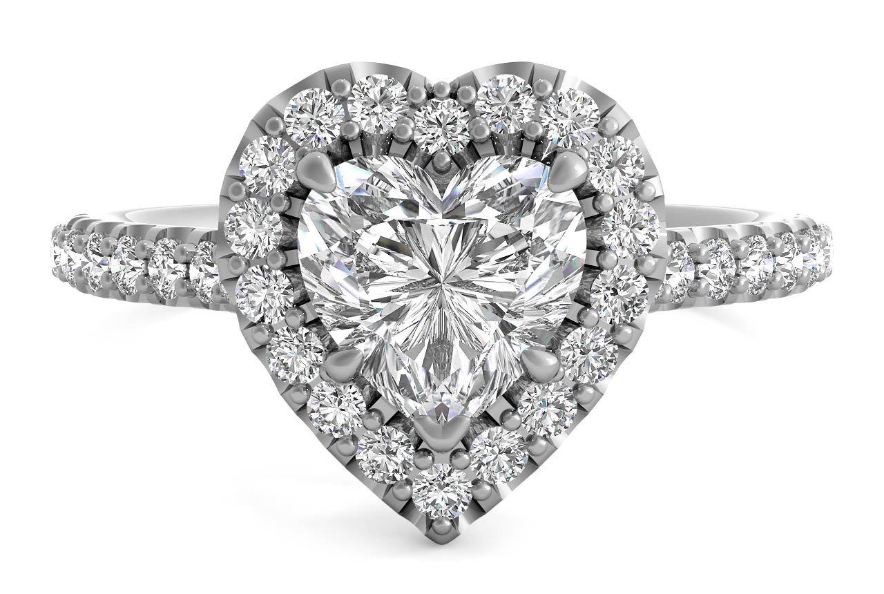 14kt white gold/18kt white gold/platinum/heart/top