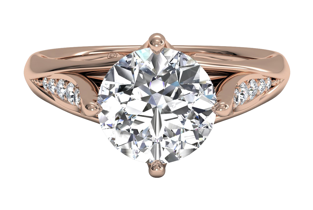 18kt Rose Gold/round/top